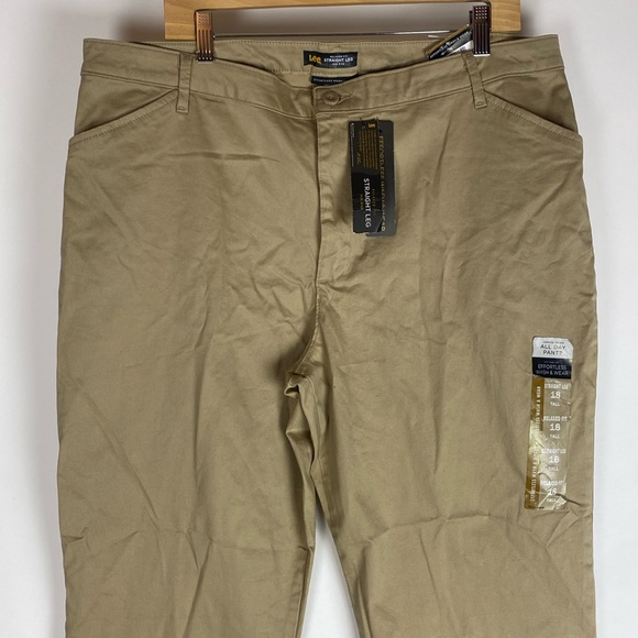 Lee All Day Pants Khaki Relaxed Fit Straight Leg Womens Size 18 Tall - Picture 3 of 13
